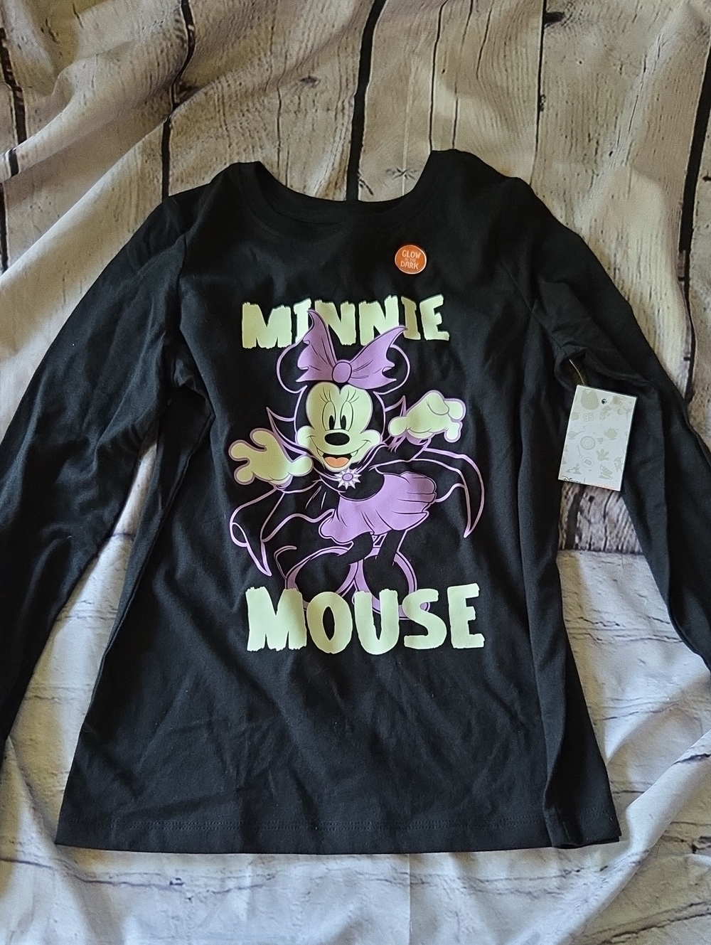 Disney Minnie Mouse Glow-In-The-Dark Long Sleeve Kids Top